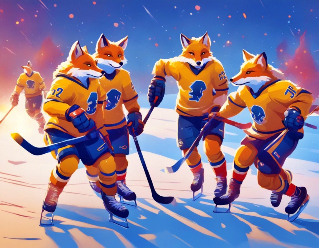 foxes are playing hockey