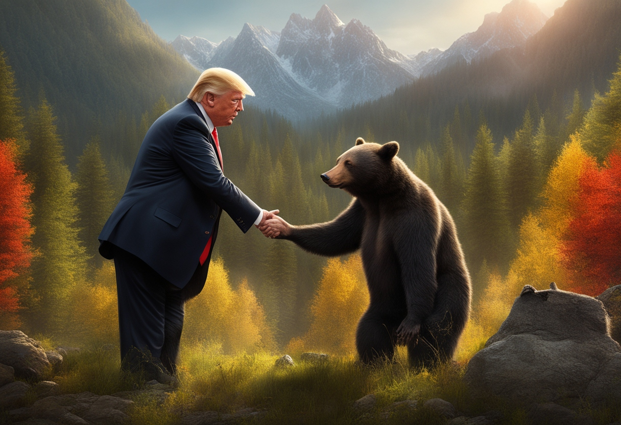 Trump in a secret meeting with a bear.